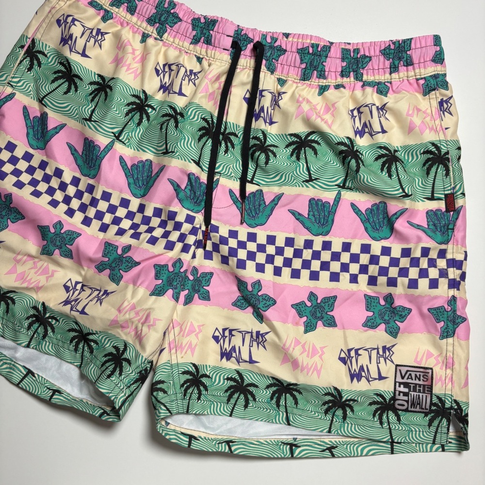 Stranger Things Vans x Athletic Volly Swim Shorts Mens XL Pink Lined Netflix